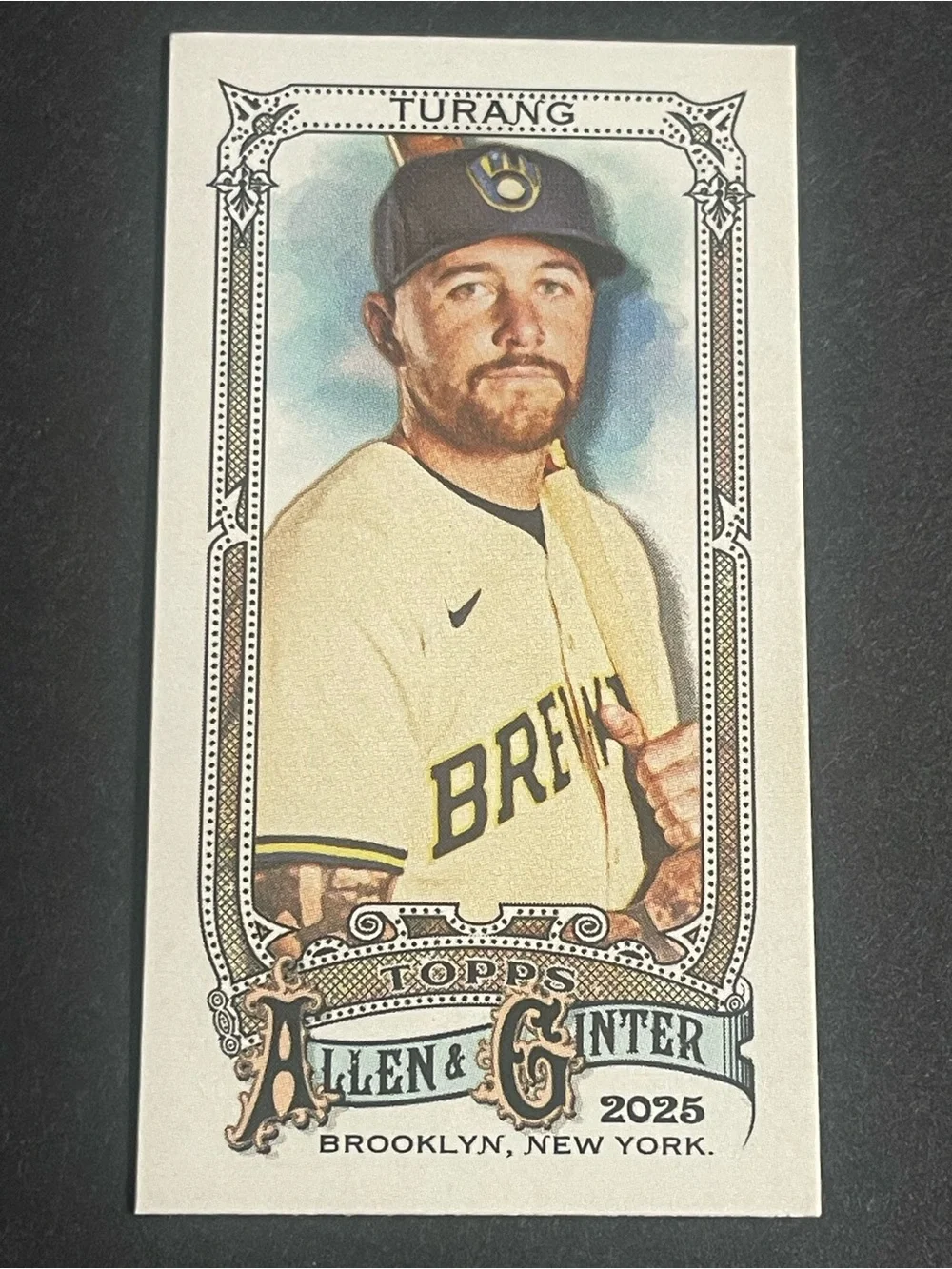 Topps 2025 Allen & Ginter Mini Brice Turang Milwaukee Brewers #222 Mini Card